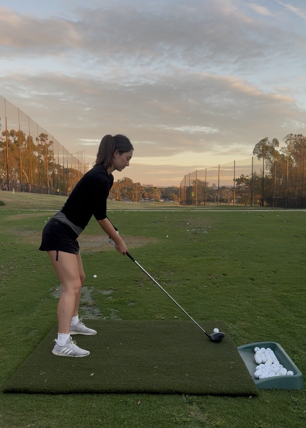 Golf practice at the driving range