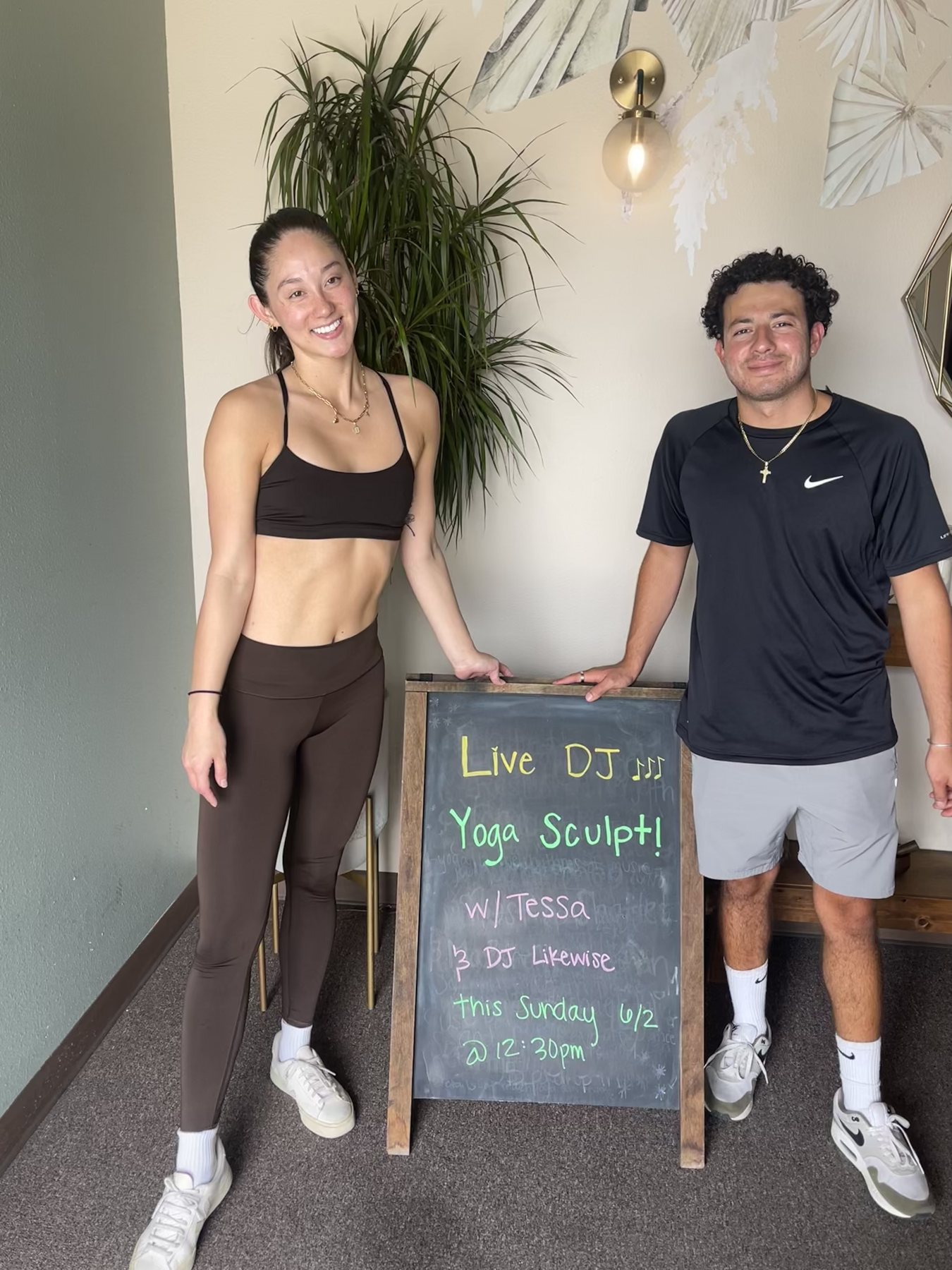 Live DJ Yoga Sculpt event sign