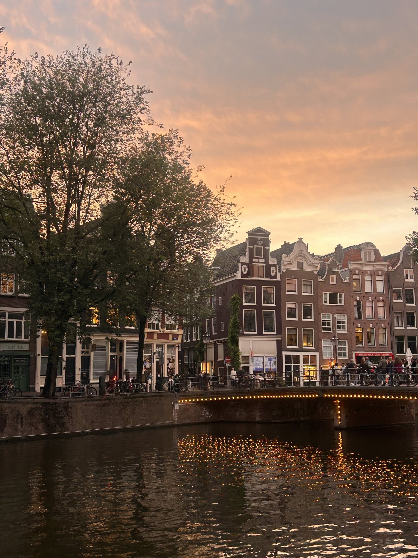 Amsterdam canal at sunset
