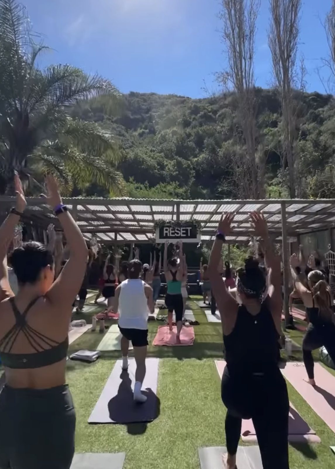 Large outdoor wellness event class